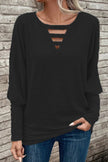 Cutout Round Neck Long Sleeve T-Shirt