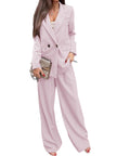 Buttoned Lapel Collar Long Sleeve Blazer and Pants Set