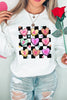 Valentine's Day Checkered Heart Long Sleeve Sweatshirt