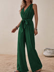 Honey Tied Surplice Sleeveless Wide Leg Jumpsuit