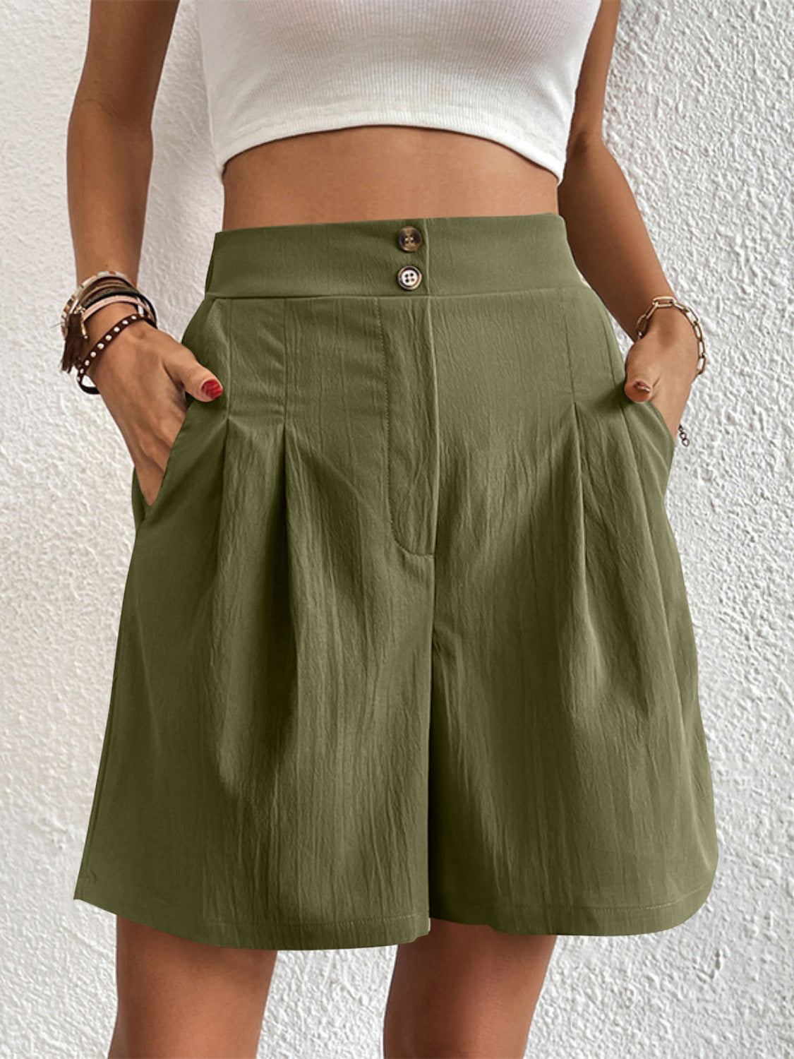 High Waist Shorts with Pockets