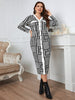 Honey Plus Size Houndstooth Button-Down Long Sleeve Dress