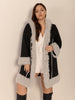 Plus Size Fuzzy Trim Open Front Long Sleeve Hooded Coat