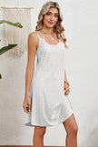 Eyelet Scoop Neck Double Strap Mini Dress