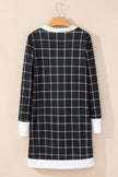 Plaid Open Front Long Sleeve Cover Up