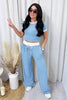 Contrast Trim Round Neck Top and Pants Set