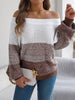 Color Block Off-Shoulder Long Sleeve Sweater