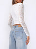 Devine V-Neck Long Sleeve Lace T-Shirt