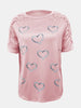 Full Size Lace Detail Heart Round Neck Short Sleeve T-Shirt