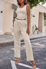 Drawstring  Long Sleeve Cover Up and Pants Set