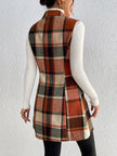 Honey Plaid Button Up Vest Coat