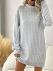 Turtleneck Dropped Shoulder Long Sleeve Mini Dress