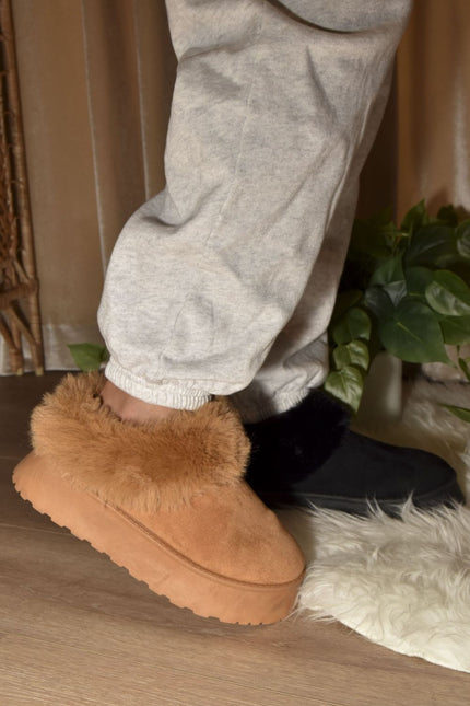 WILD DIVA Faux-Fur Platform Slip On Boots