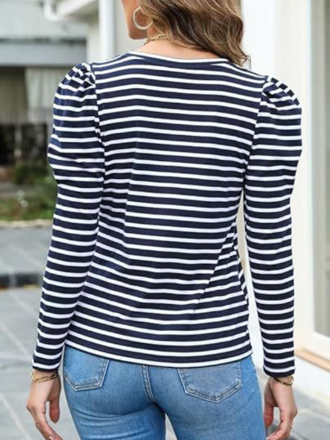 Striped Round Neck Long Sleeve T-Shirt