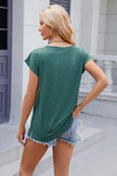 Pocketed Heathered Cap Sleeve T-Shirt