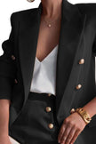 Lapel Collar Long Sleeve Blazer and Shorts Set