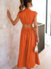 Cutout Mock Neck Sleeveless Ruched Maxi Dress