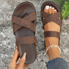 Crisscross PU Leather Flat Sandals