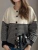 Striped Button Down Long Sleeve Cardigan