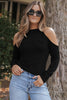 Round Neck Cold Shoulder Long Sleeve T-Shirt