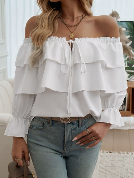 Devine Off-Shoulder Flounce Sleeve Blouse