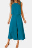 Round Neck Top and Wide Leg Pants Set