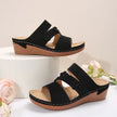 Flower PU Leather Wedge