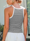 Striped Round Neck Short Cami