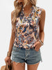 Printed Notched Sleeveless Tank Top