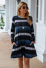 Striped Round Neck Long Sleeve Dress