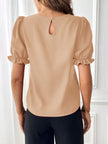 Round Neck Flounce Sleeve Blouse