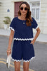 Contrast Trim Round Neck Top and Shorts Set