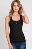 Ninexis Front Button Ribbed Round Neck Tank