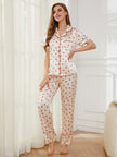 Contrast Piping Pocketed Top and Pants Pajama Set