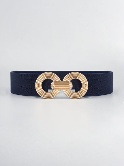 Geometric Buckle Elastic Wide Belt