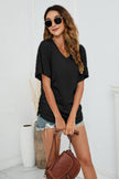 V-Neck Side Ruched T-Shirt