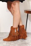 Legend Women's Tassel Wedge Heel Ankle Boots