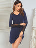 Lace Detail Long Sleeve Mini Lounge Dress