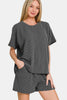 Zenana Rib Short Sleeve T-Shirt and Shorts Set