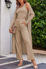 Drawstring  Long Sleeve Cover Up and Pants Set