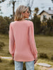 Swiss Dot V-Neck Long Sleeve Blouse