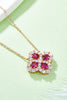 Sterling Silver Lab-Grown Ruby Flower Shape Necklace