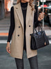 Buttoned Collared Neck Longline Vest Coat