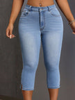 Side Slit Skinny Jeans with Pockets