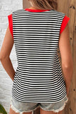 Striped Round Neck Cap Sleeve Cami