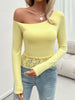 Devine Single Shoulder Long Sleeve Lace T-Shirt