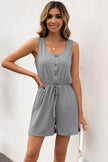 Ivy Lane Buttoned Round Neck Sleeveless Romper