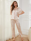 Contrast Piping Pocketed Top and Pants Pajama Set