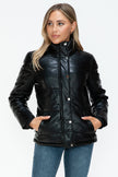 Pocketed Zip Up Turtleneck Puffer Jacket