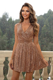 Sequin Surplice Neck Sleeveless Mini Dress